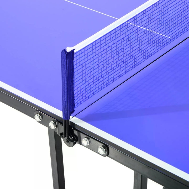 Folding Mini Compact Table Tennis Top Ping Pong Table Set Professional Net Games Sports Training Play Blue