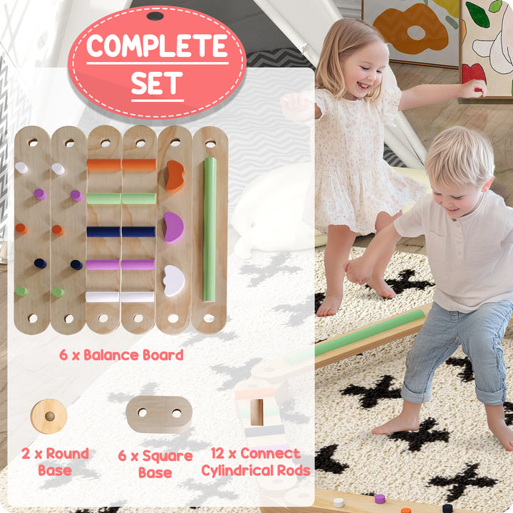 Wooden Balance Beam for Kids Build Coordination Agility and Strength