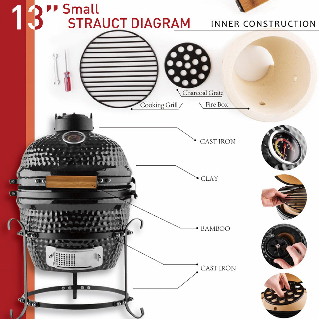 Charcoal Grill Ceramic BBQ Grill Smoker Oven Japanese Egg Barbecue