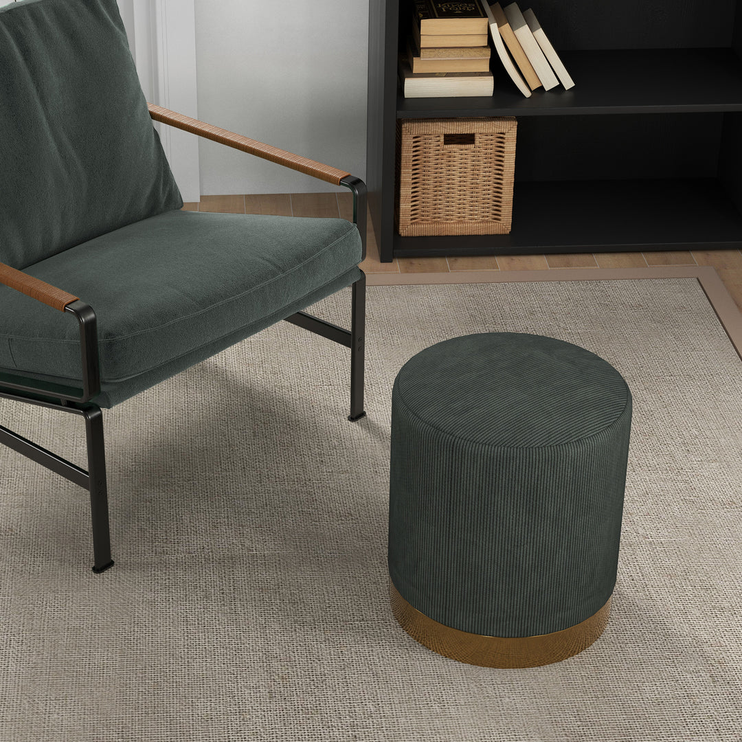 Soft Padded Corduroy Footstool - Dark Green