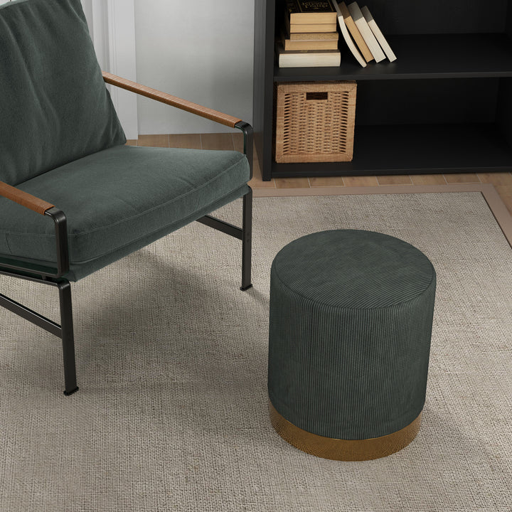 Soft Padded Corduroy Footstool - Dark Green