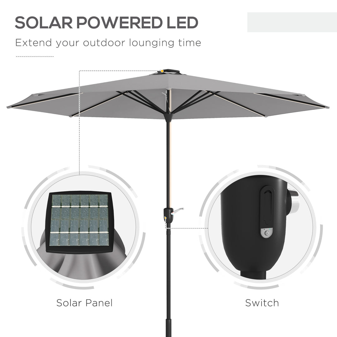 Waterproof Patio Umbrella with Solar-Powered LED Lights