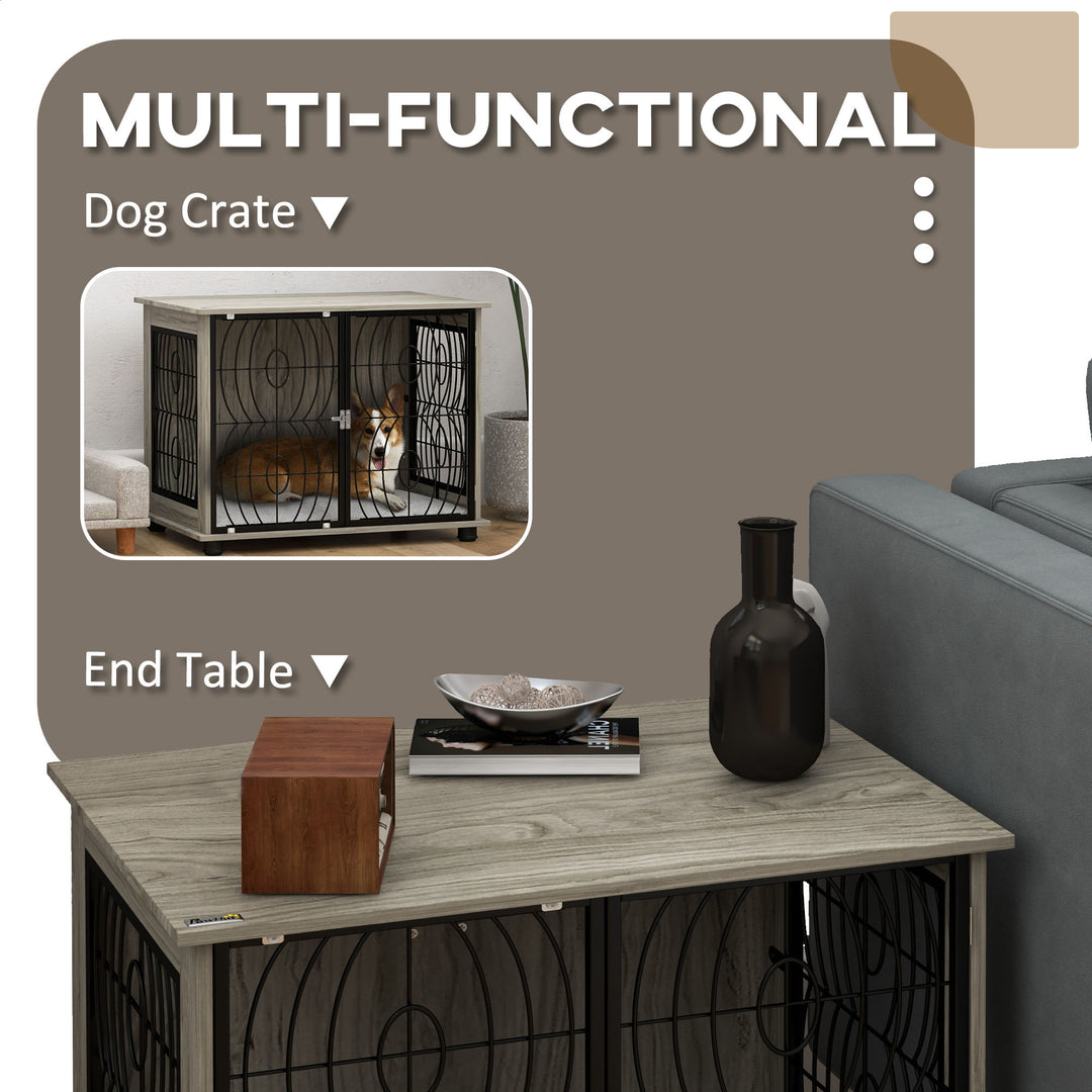 29.5" Indoor Dog Crate Furniture End Table w/ Plush Washable Cushion