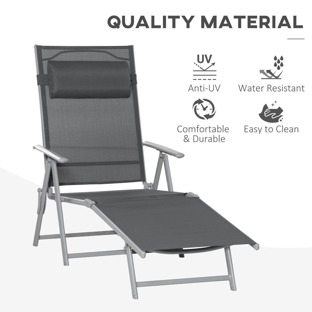 Outdoor Folding Chaise Lounge Chair Recliner with Portable Design & 7 Backrest Positions