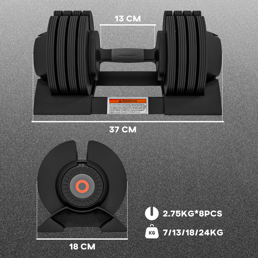 2 x 24KG Adjustable Dumbbells Set