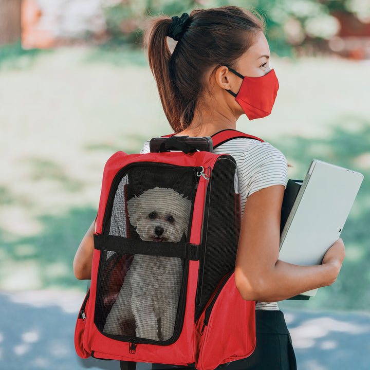 Pet Backpack Trolley: Telescopic Handle Carrier for Furry Friends on the Go