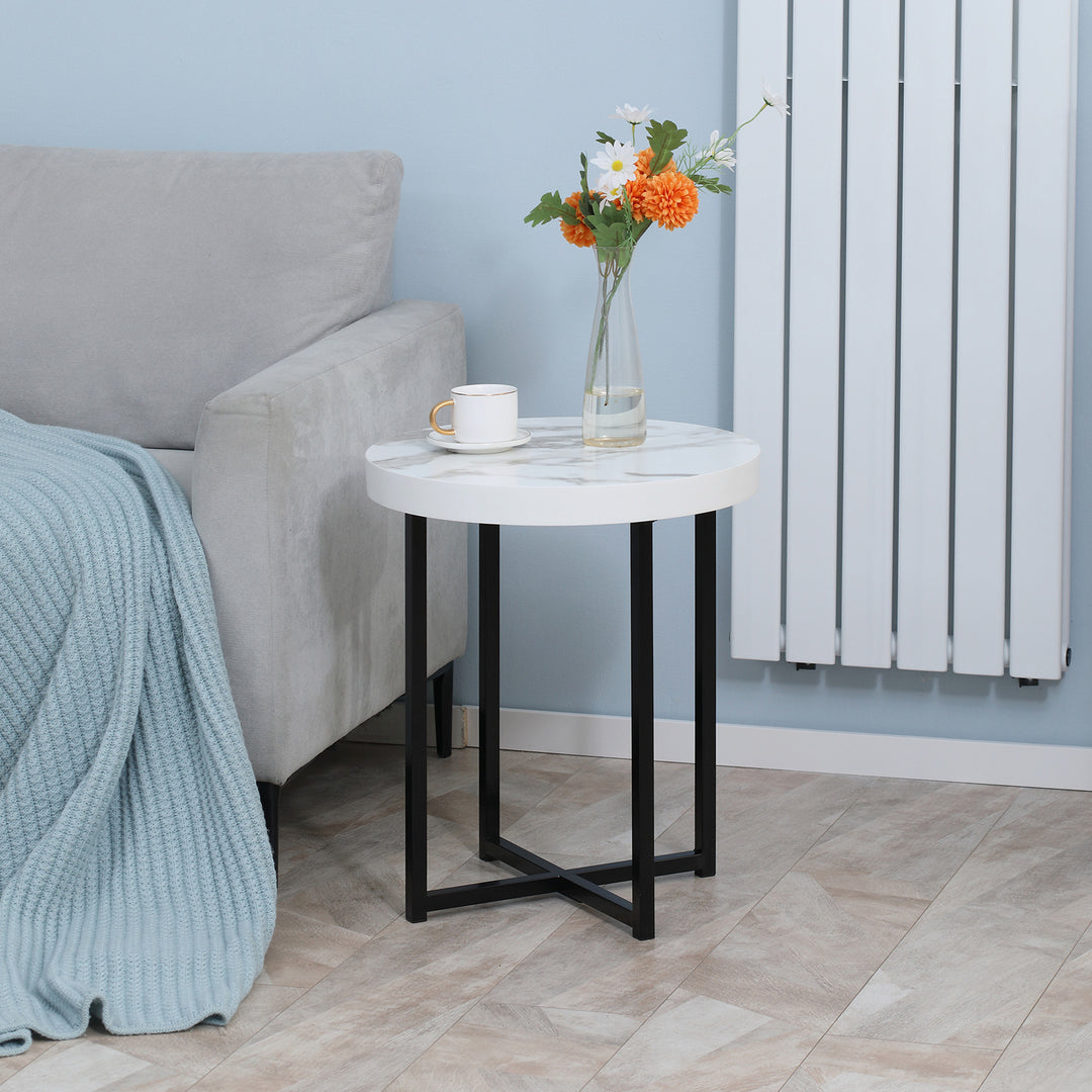 HOMCOM Round Side Table with Metal Legs