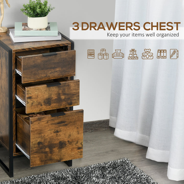 Industrial Storage Trunk: 3-Drawer Metal Cabinet