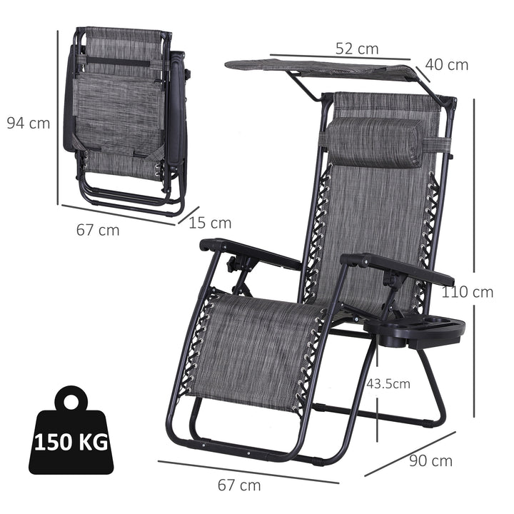 2 Piece Foldable Reclining Garden Chair with Headrest