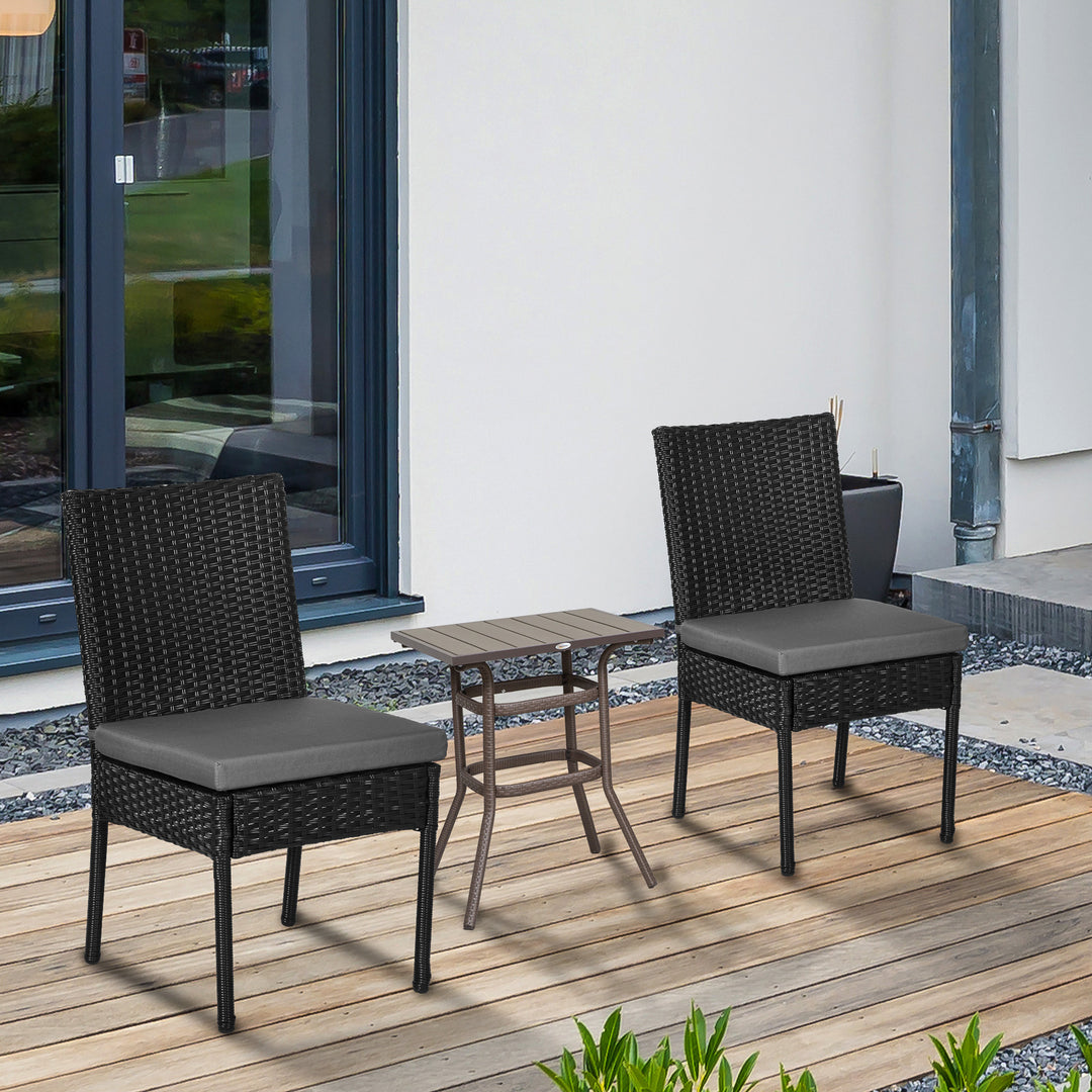 Set of Two Armless Rattan Garden Chairs