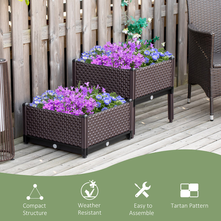 50cm x 50cm x 46.5cm Set of 2 Plastic Raised Garden Bed