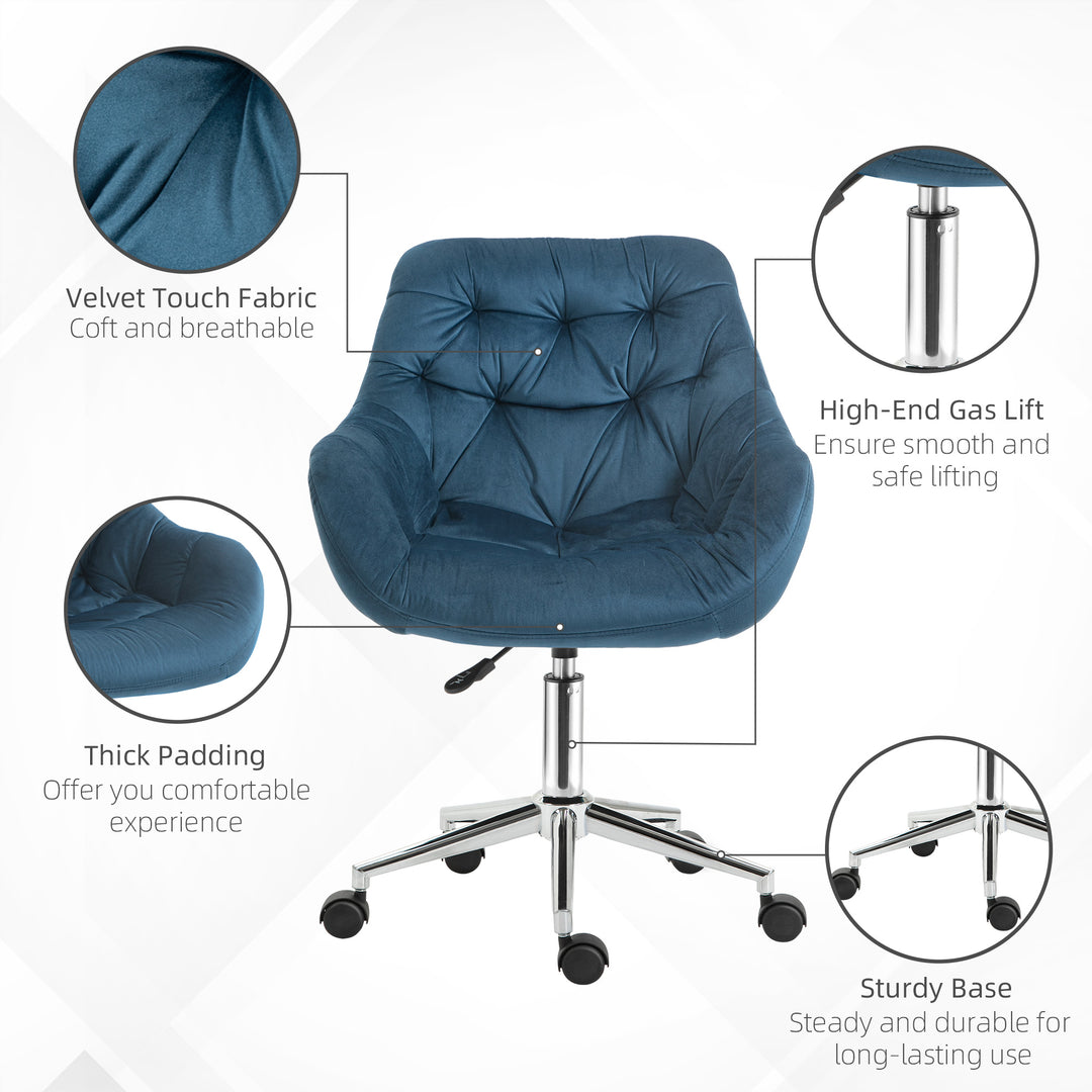 Vinsetto Velvet Office Chair, Blue