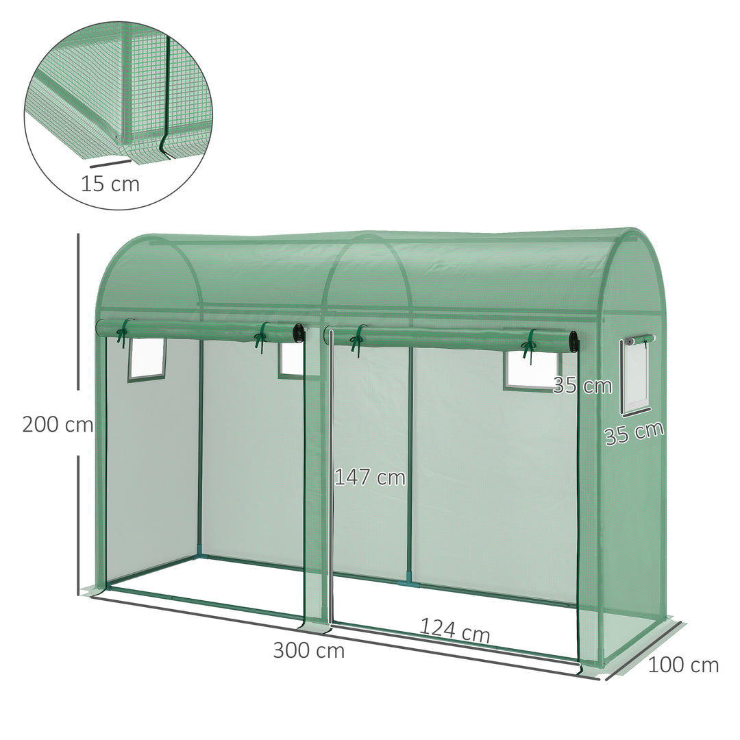 Garden Plant Tomato Growth Greenhouse W/ Double Doors & 4 Windows PE Cover Steel Frame Green