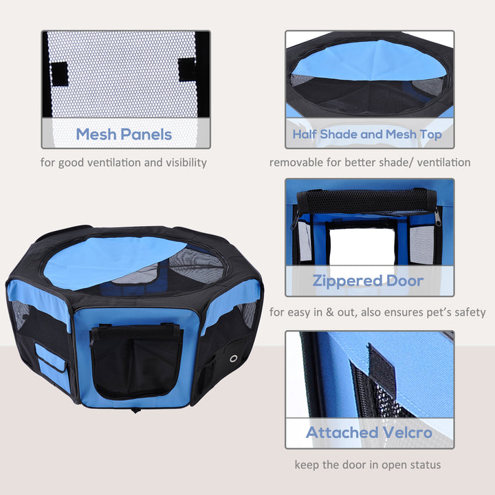 Fabric Pet Playpen: 8-Panel Foldable Mesh Enclosure for Outdoor Use