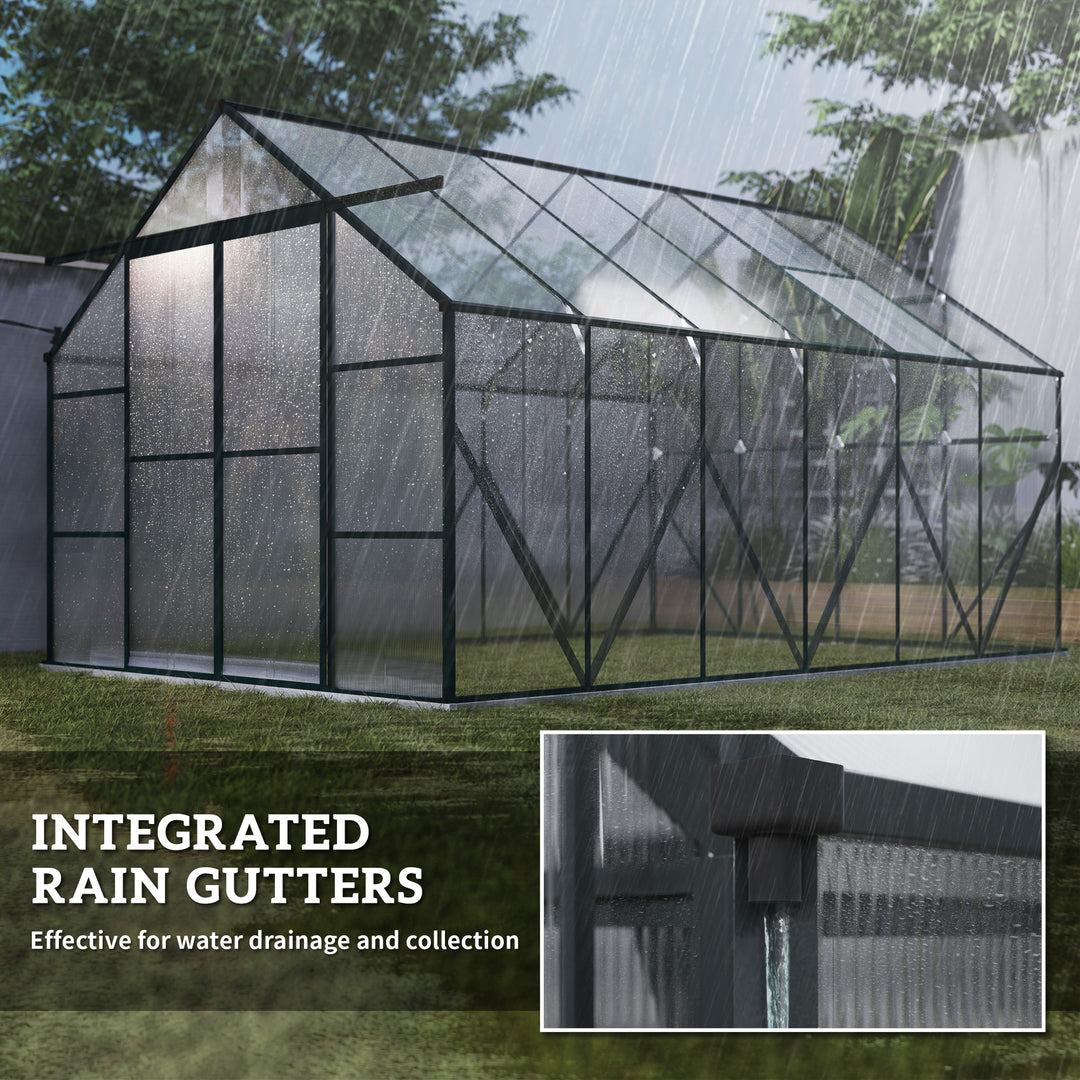 Aluminium Greenhouse Polycarbonate Walk-in Garden Greenhouse Kit with Adjustable Roof Vent