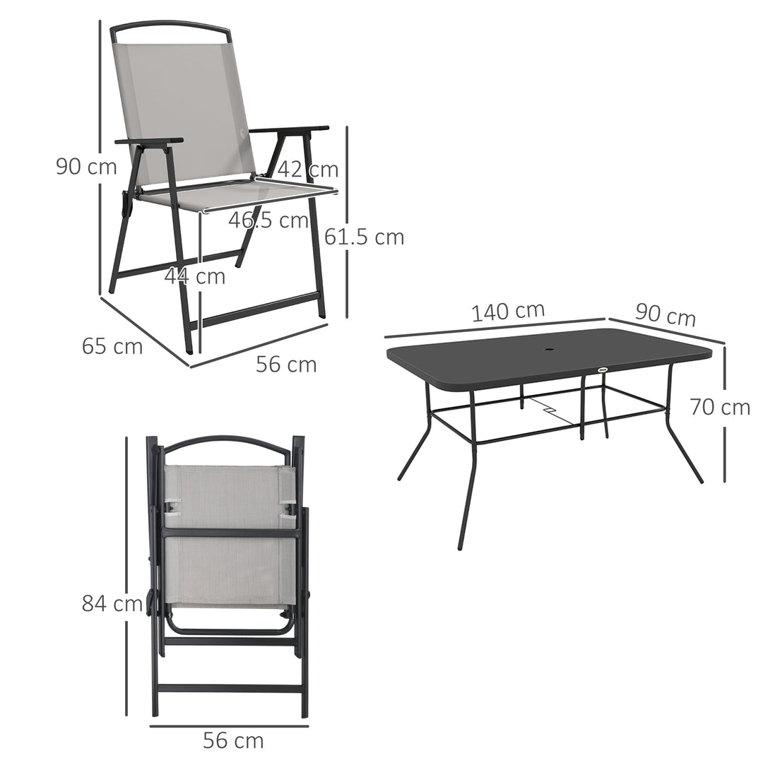 7 Pieces Metal Garden Furniture Set with Folding Chairs