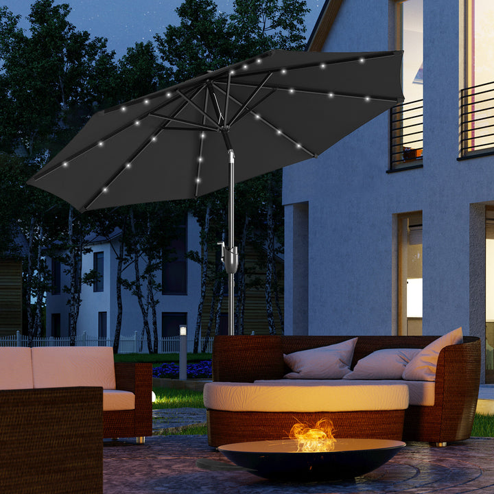 Waterproof Garden Parasol with Solar LED Lights