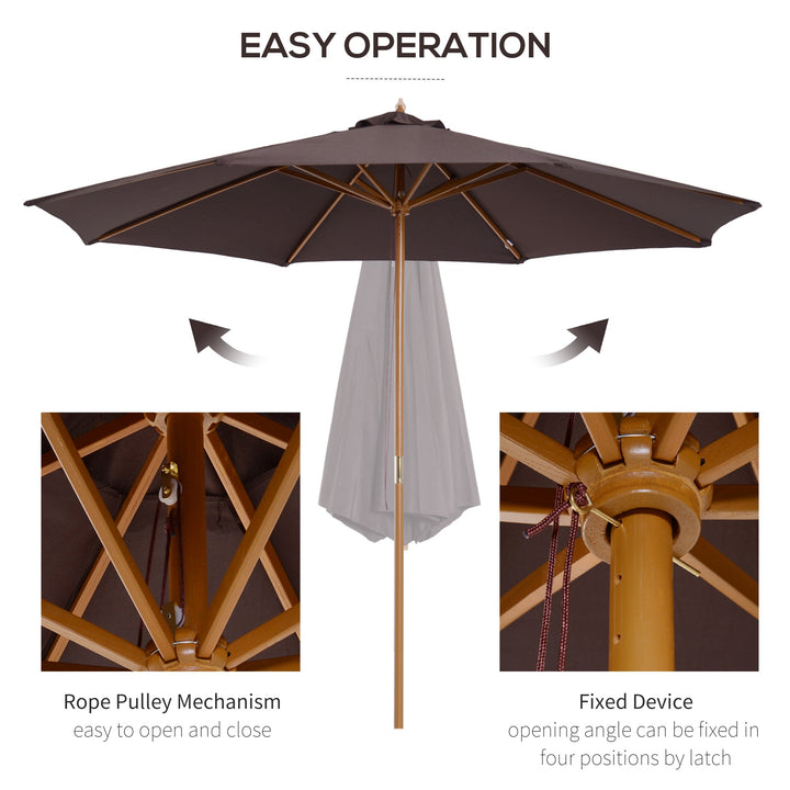 Bamboo Wooden Patio Umbrella