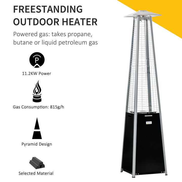 11.2KW Outdoor Patio Gas Heater Freestanding Pyramid Propane Heater Garden Tower Heater with Wheels