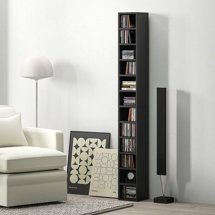 204 CD Tall Narrow Media Storage Tower - Black