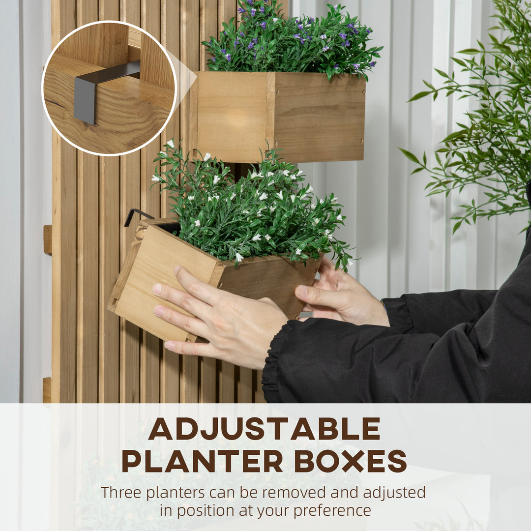 Wall-mounted Wooden Garden Planters with Trellis