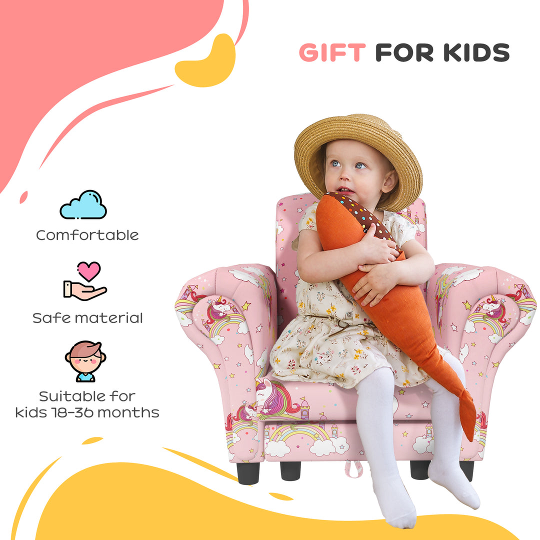 2 Piece Kids Sofa Set with Unicorn Design