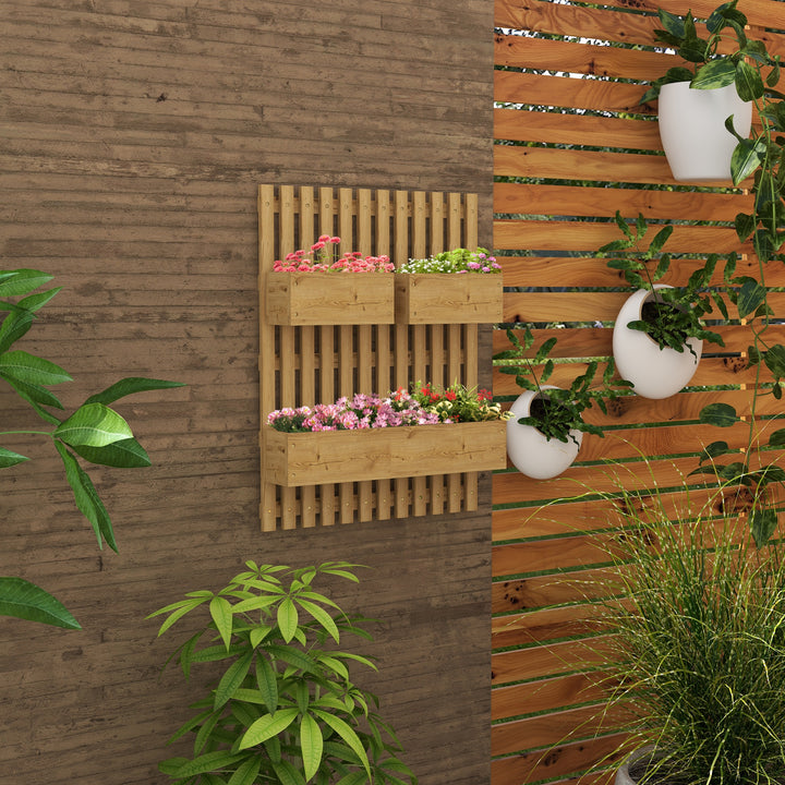 Wall-mounted Wooden Garden Planters with Trellis