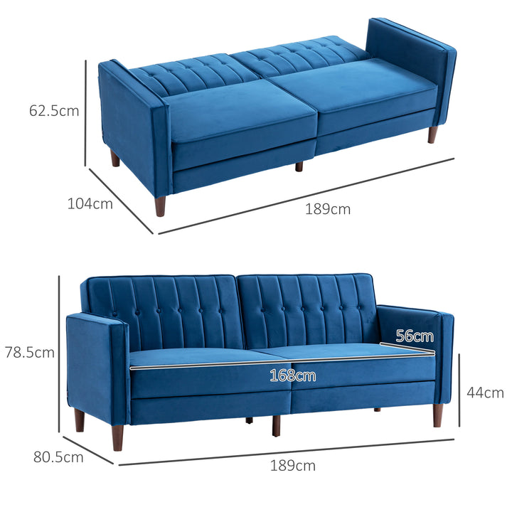 Modern Convertible Sofa Futon Velvet-Touch Tufted Couch Compact Loveseat with Adjustable Split Back