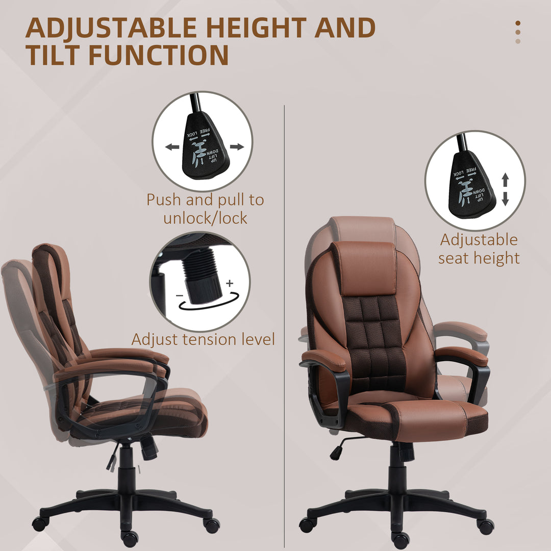 HOMCOM Faux Leather Office Chair, Brown