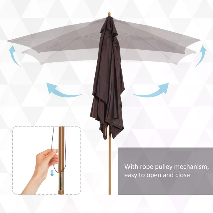 Waterproof Garden Parasol Umbrella Wooden Sun Umbrella Outdoor Sun Shade Canopy