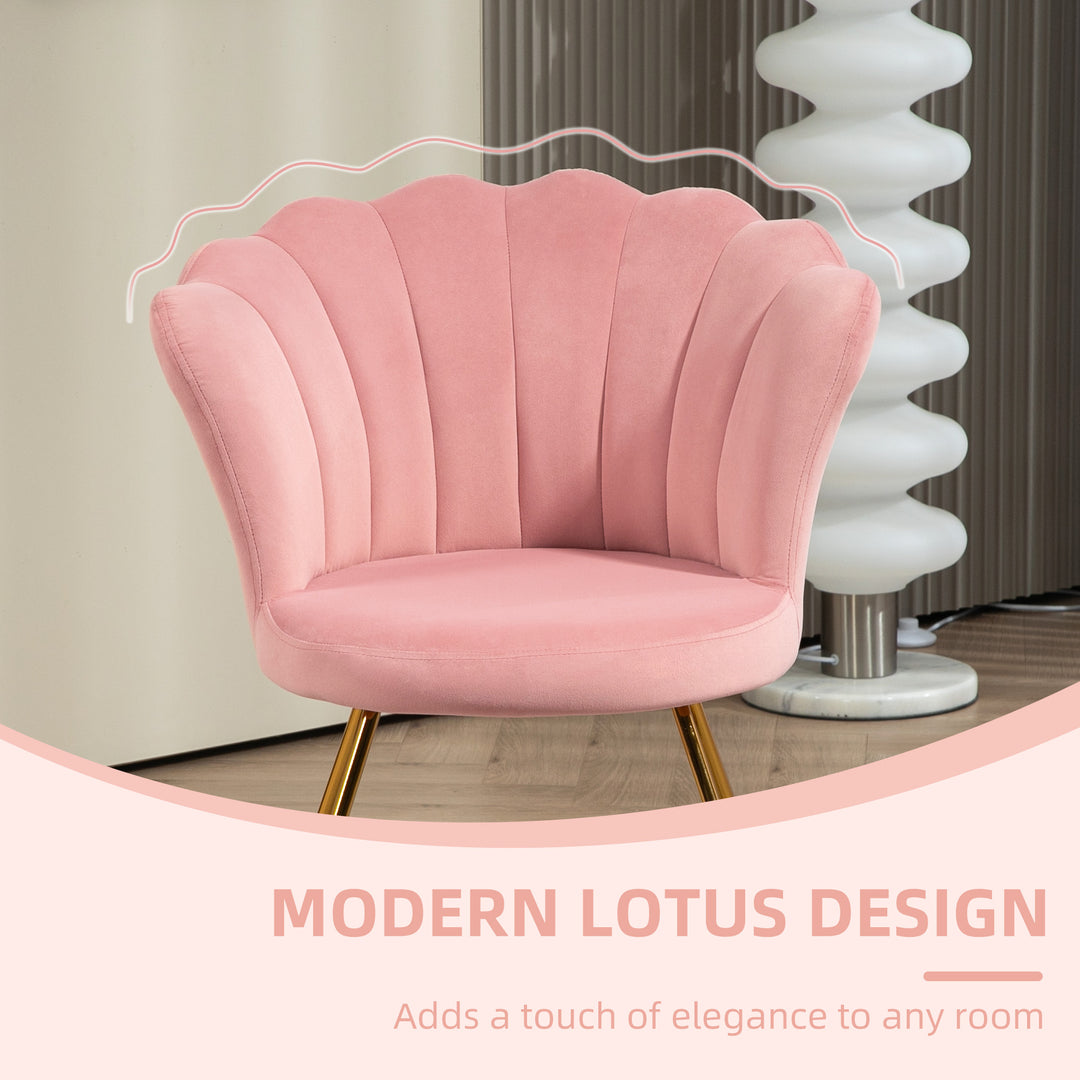 Velvet-Feel Lotus Petal Accent Chair - Pink