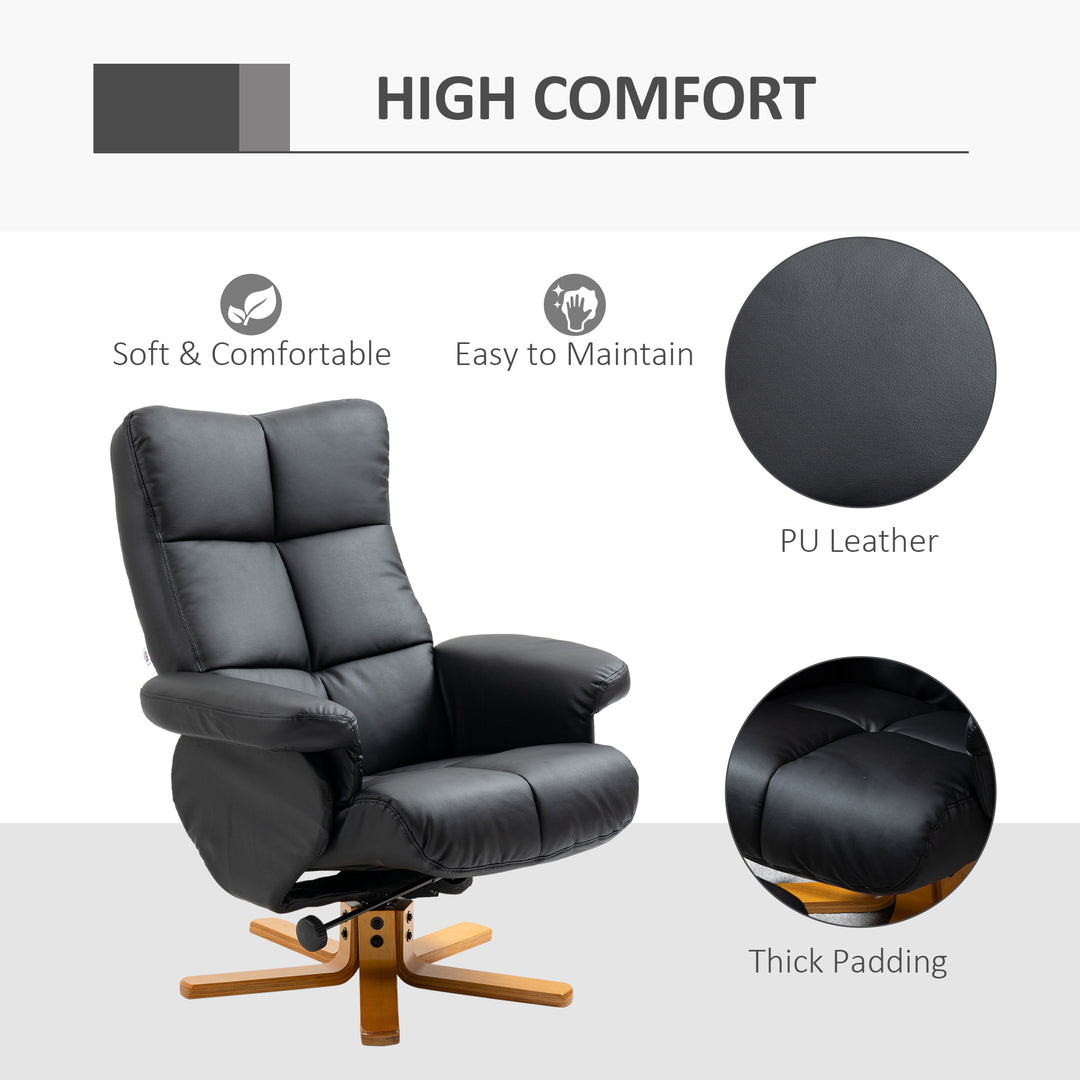 Faux Leather Swivel Recliner Chair Armchair with Footstool