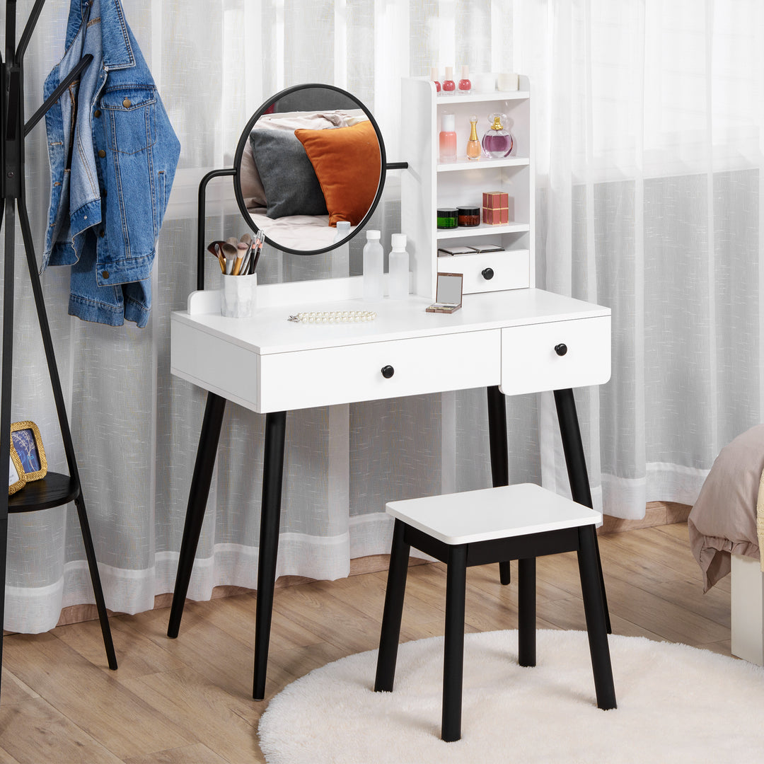 Vanity Dressing Table Set with Mirror and Stool