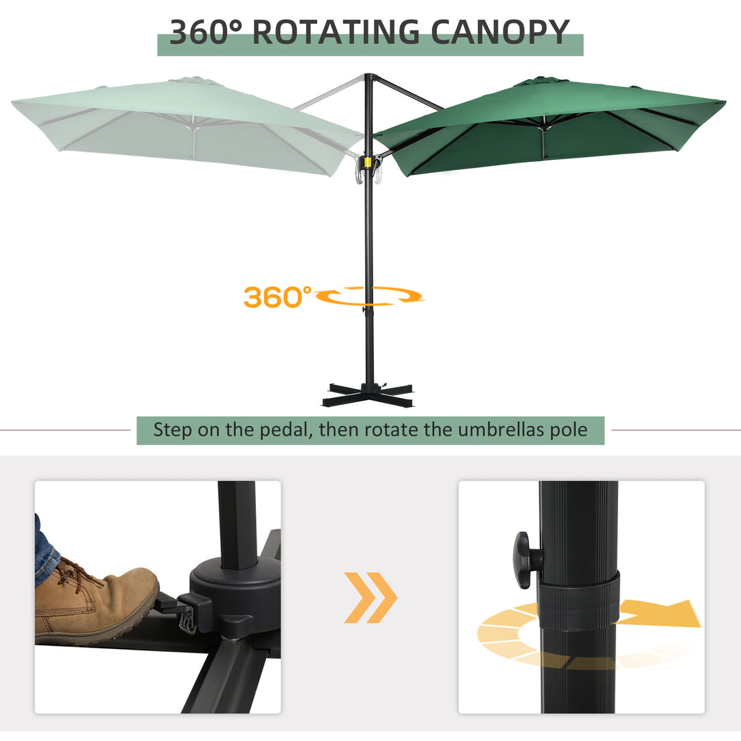 Square Garden Parasol: 360° Rotating Umbrella with UV Protection