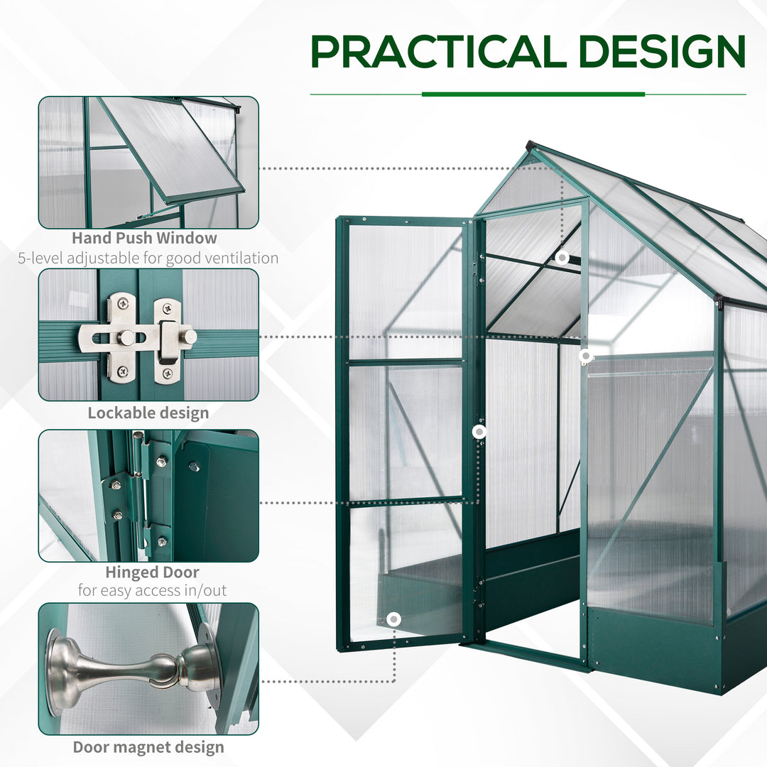 Garden Walk-in Aluminium Greenhouse Polycarbonate with Plant Bed