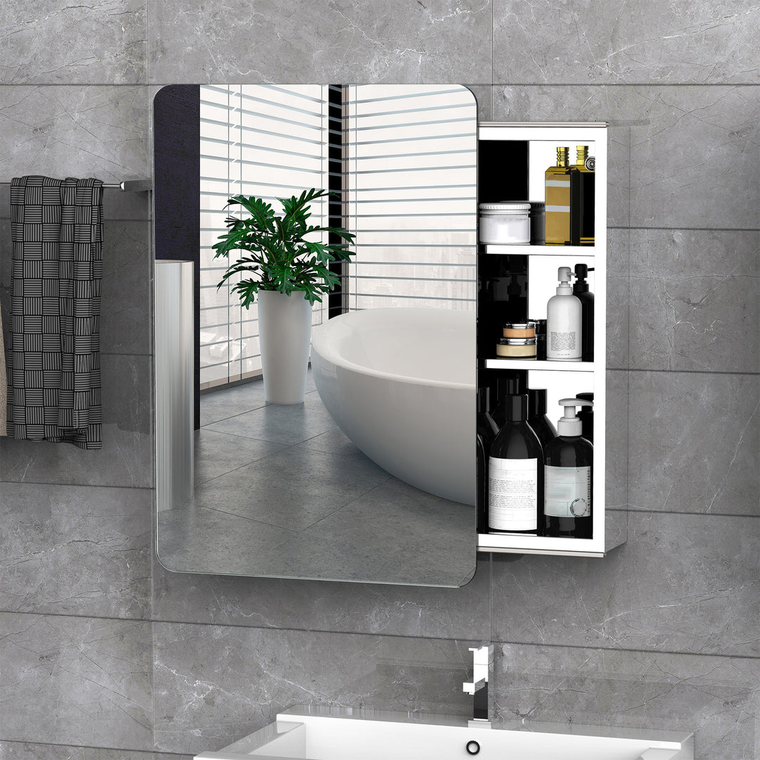 Kleankin Bathroom Mirror Cabinet with Sliding Door