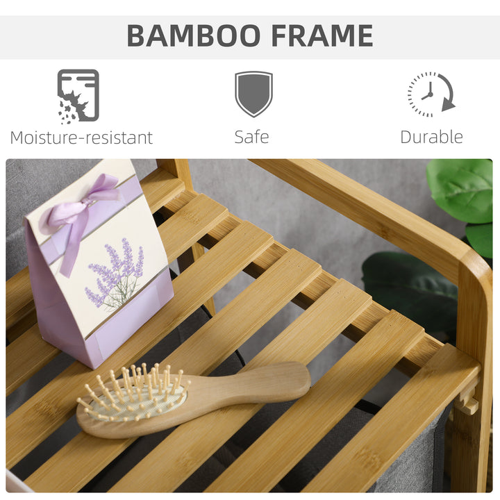 Bamboo Laundry Hamper with Shelf