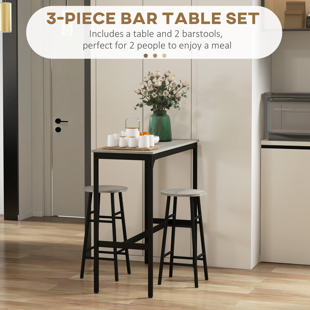 3 Piece Bar Table Set with 2 Stools