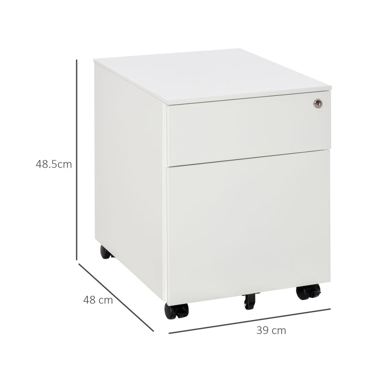 Vinsetto Vertical File Cabinet Steel Lockable w/ Pencil Tray & Casters Home Filing Furniture for A4