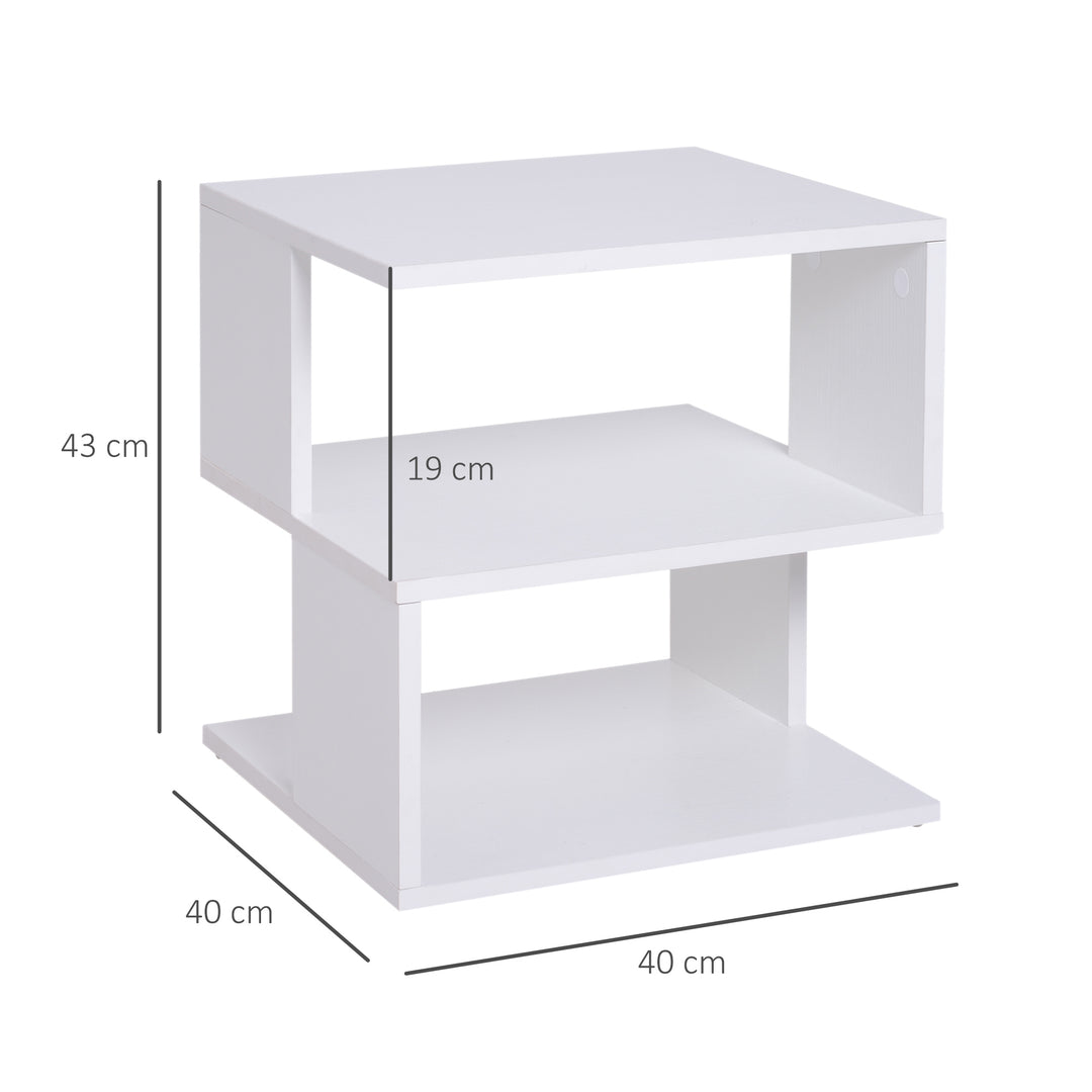 HOMCOM Sinuous Storage: S-Shape Coffee Table with Shelves