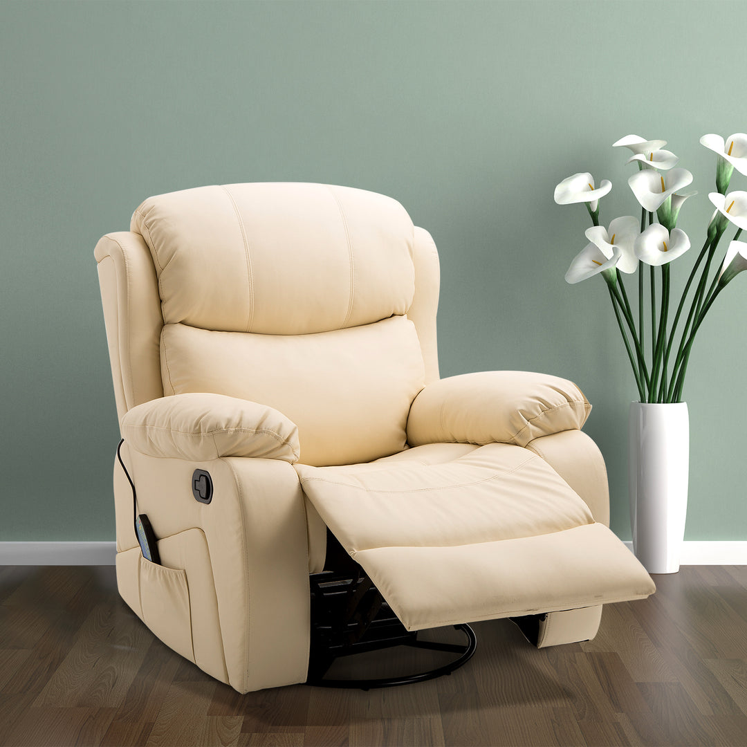 PU Leather Reclining Chair with 8 Massage Points and Heat