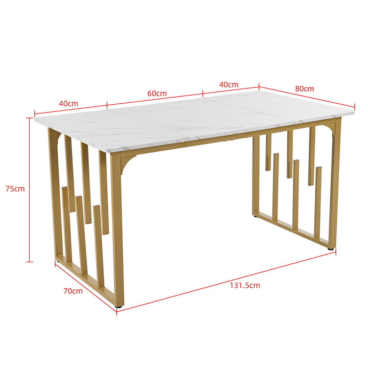 Modern Rectangular Extendable Dining Table with Iron Square Tube Legs