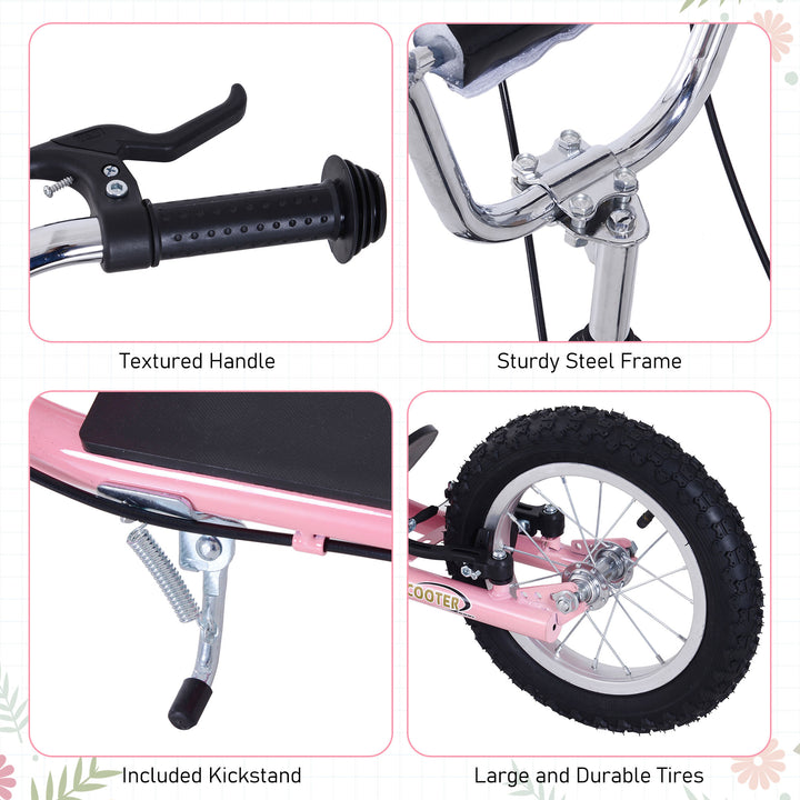 Teen Scooter Push Kick Scooters for Kids with Rubber Wheels Adjustable Handlebar Front Rear Dual Brakes Kickstand