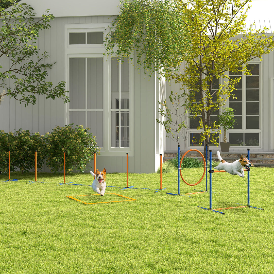 Five-Piece Dog Agility Equipment Set with Weave Poles