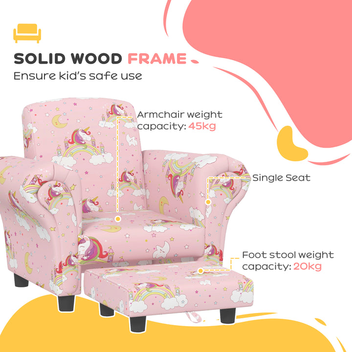 2 Piece Kids Sofa Set with Unicorn Design