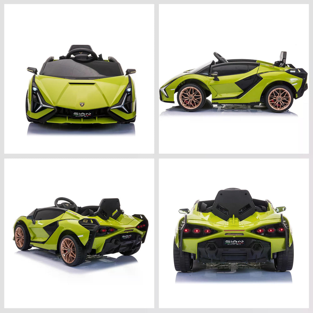 Compatible 12V Battery-powered Kids Electric Ride On Car Lamborghini SIAN Toy with Parental Remote Lights MP3 for 3-5 Years Green