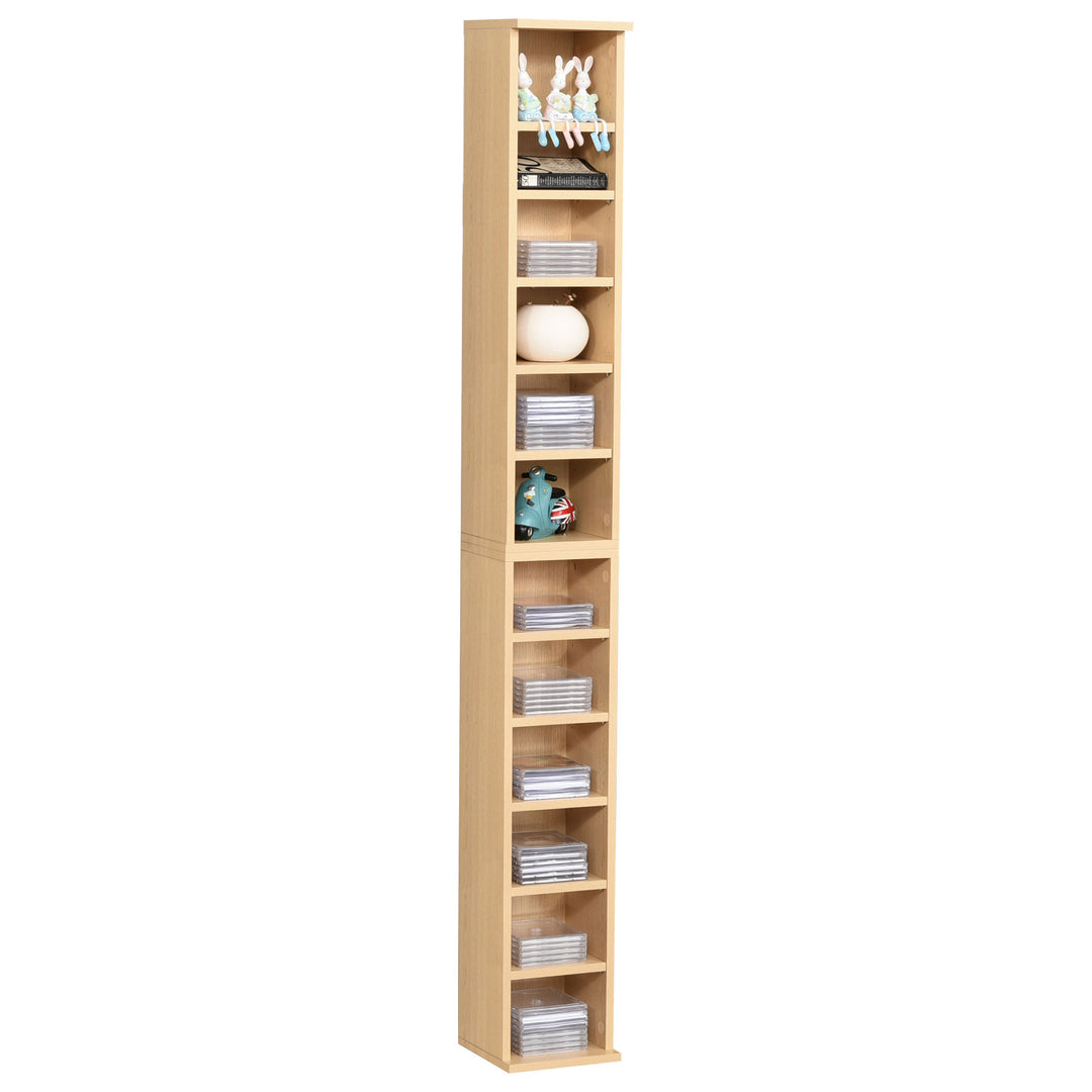 HOMCOM 204-CD Media Shelf Tower, Natural Wood