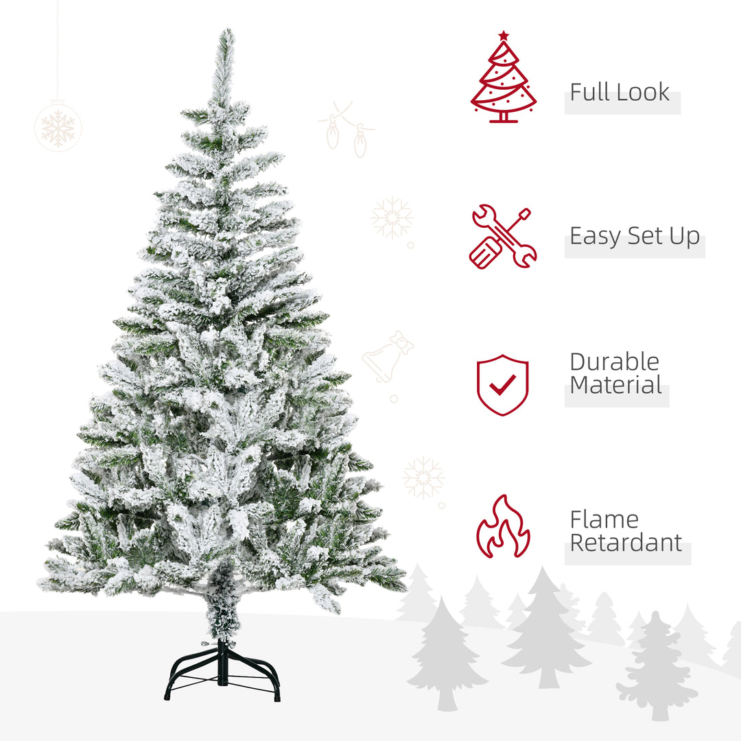 5 Foot Snow Flocked Artificial Christmas Tree Xmas Pine Tree with 358 Realistic Branches