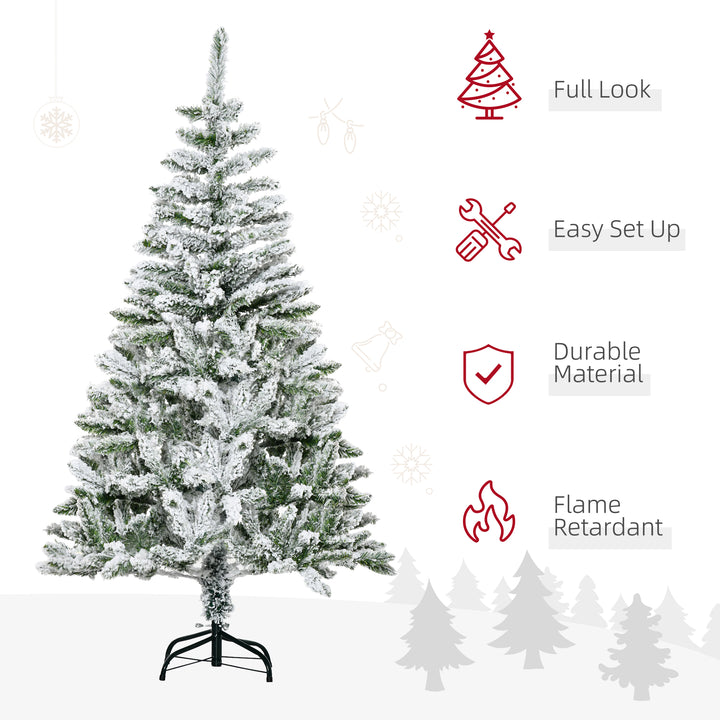 5 Foot Snow Flocked Artificial Christmas Tree Xmas Pine Tree with 358 Realistic Branches