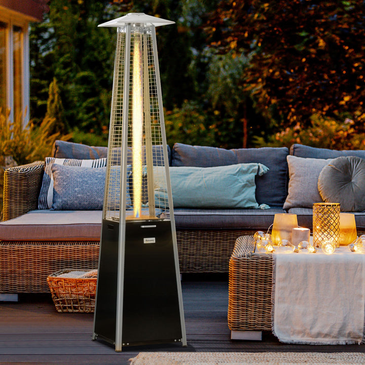 11.2KW Outdoor Patio Gas Heater Freestanding Pyramid Propane Heater Garden Tower Heater with Wheels